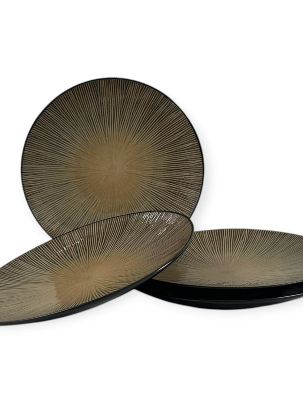 Home Trends Natural Serenity Dinner Plates 11. 3/4”  Tan Sunburst Set Of 4 - Picture 2 of 12